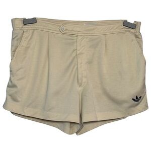 Vintage 1970's Adidas Off White Blue Stripes Logo Tennis Shorts